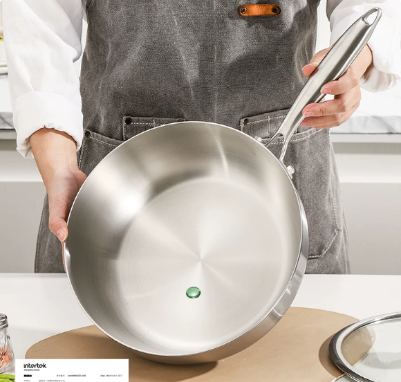 316 stainless steel flat-bottomed non-stick frying pan for household use