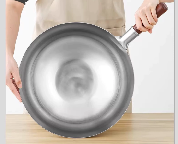 316 stainless steel flat-bottom frying pan, non-stick, household